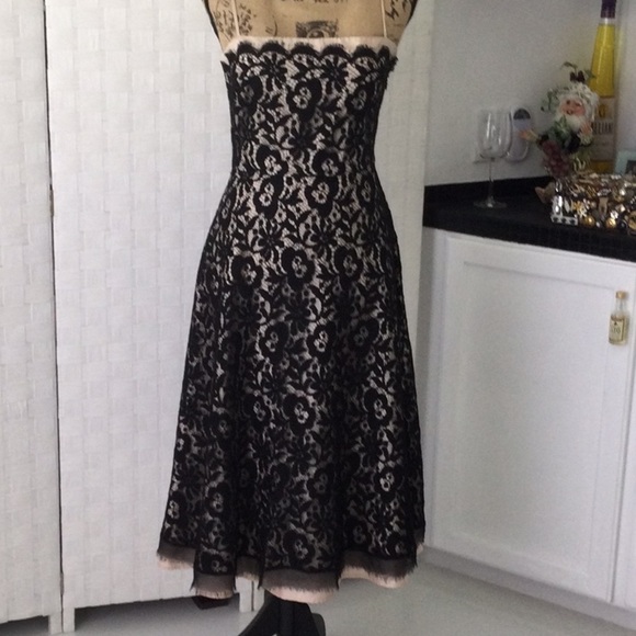 Woman’s Tessuto Party Cocktail Dress size 6 color black & a light peach #508 - Picture 1 of 9